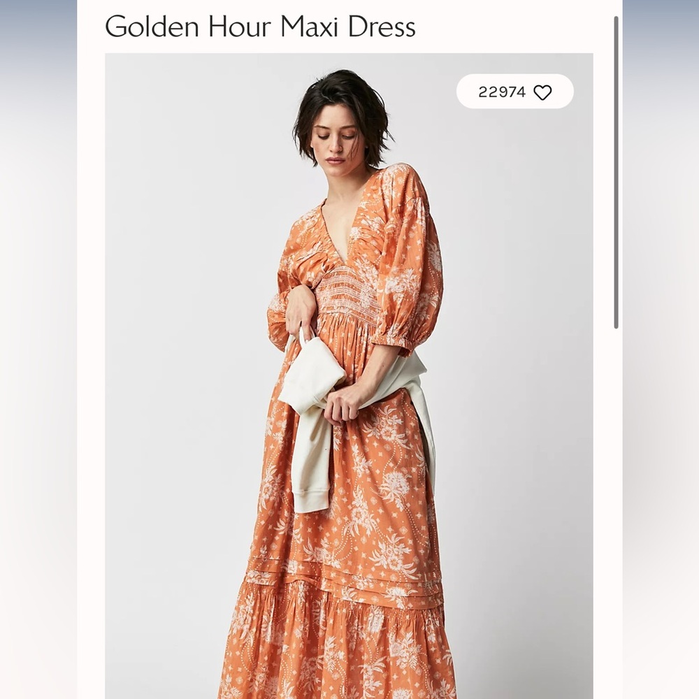 Free People Golden Hour Maxi Dress Orange size Medium